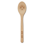 Cuillère de cuisine en bois avec le logo BVB 09 gravé sur la face de la cuillère et l'inscription « BVB 1909 » sur le manche, idéale pour les supporters du Borussia Dortmund.