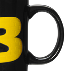 Schwarze BVB 3D-Tasse mit gelbem, strukturiertem Design und großem Buchstaben B, ideal für Borussia Dortmund Fans