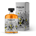 BVB Rum 09 Kunstedition: Hochwertiger karibischer Rum, 9 Jahre gereift, mit kreativem schwarzgelbem Design und Borsigplatz-Motiv, ideal für Fans von Borussia Dortmund.