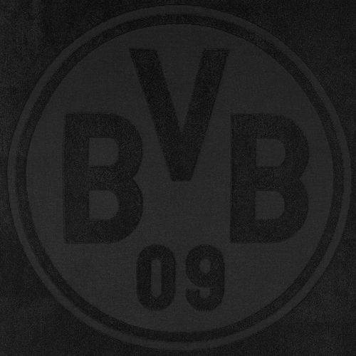 Serviette de bain noire du BVB avec un grand logo du BVB, dimensions : 70 x 180 cm, idéale pour les supporters du Borussia Dortmund.
