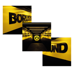 Reproduction artistique issue de la série « Tunnel des joueurs du BVB », arborant le logo BVB 09 et un motif noir et jaune inspiré du SIGNAL IDUNA PARK.
