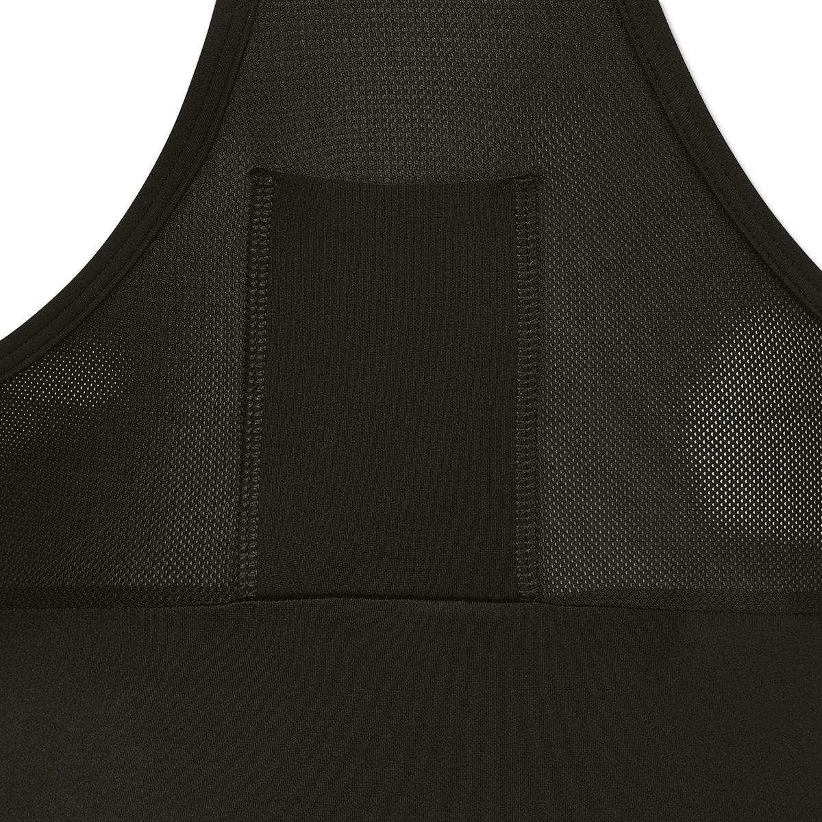 Immagine dettagliata dei pantaloncini da ciclismo del BVB in nero con inserto in rete traspirante per un comfort ottimale durante le attività sportive.