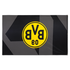 Bandera del BVB en negro y amarillo con el logotipo grande del BVB, de 250 x 150 cm, ideal para los aficionados del Borussia Dortmund.