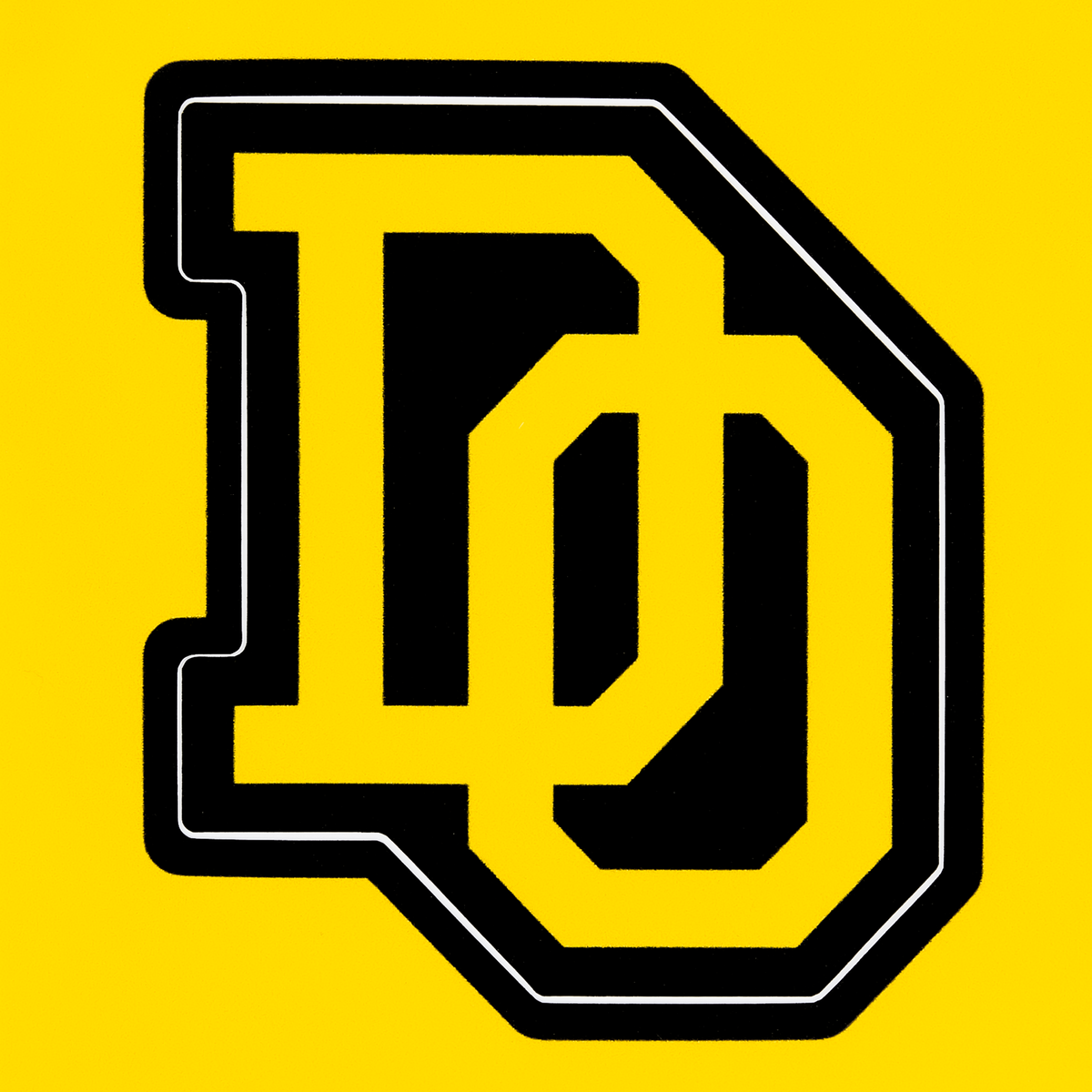 Pegatina del BVB en negro y amarillo con un diseño estilizado y la inscripción «Borussia Dortmund». Perfecta para los aficionados.