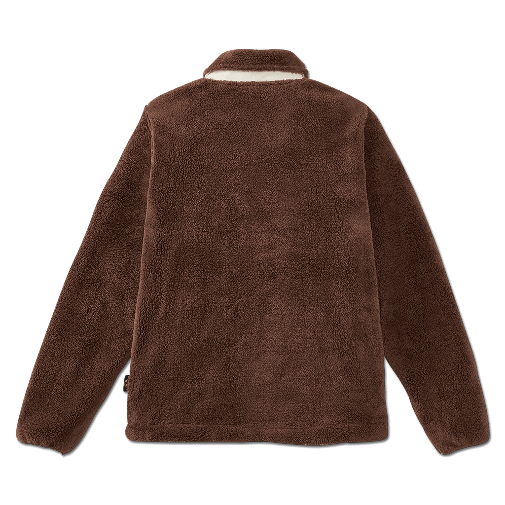 Brown BVB Teddy fleece jacket for women, shown from the back, with a fluffy texture and a sporty design.