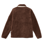 Brown BVB Teddy fleece jacket for women, shown from the back, with a fluffy texture and a sporty design.
