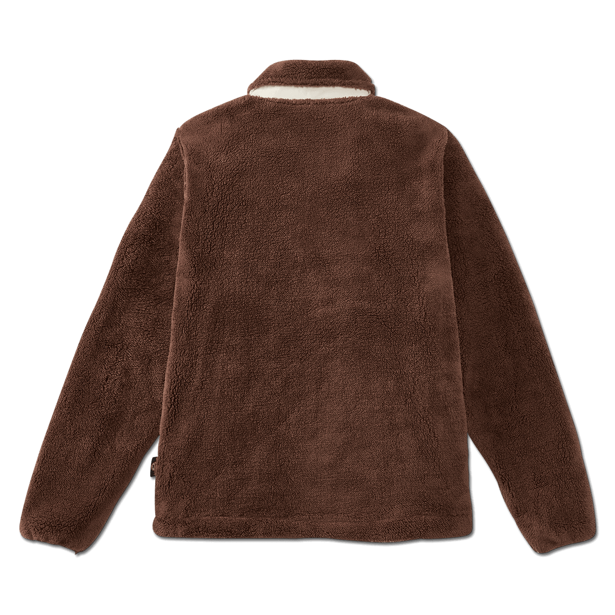 Chaqueta de forro polar «Teddy» del BVB en color marrón para mujer, vista desde atrás, con una superficie mullida y un diseño deportivo.