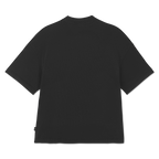 Rückansicht eines schwarzen BVB Retro T-Shirts mit kurzen Ärmeln und minimalistischem Design, ideal für Borussia Dortmund Fans.