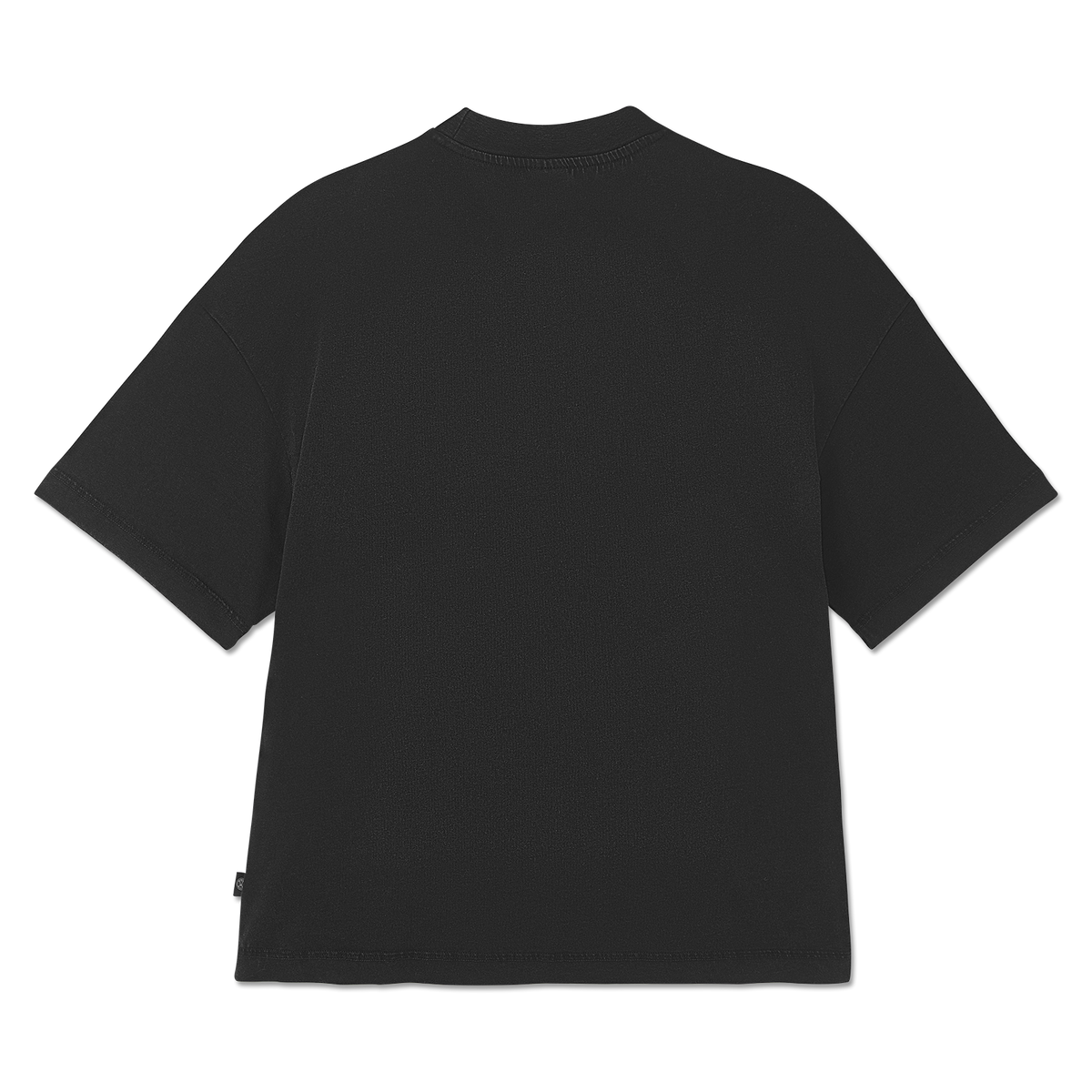 Rückansicht eines schwarzen BVB Retro T-Shirts mit kurzen Ärmeln und minimalistischem Design, ideal für Borussia Dortmund Fans.