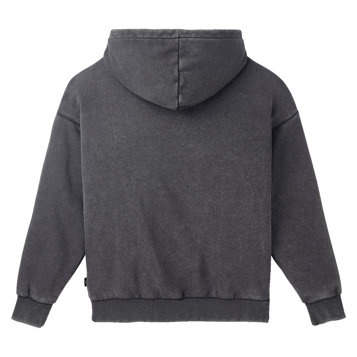 Grauer BVB Retro Hoodie in Rückansicht, perfekt für Fans von Borussia Dortmund und ideal für einen lässigen Look.