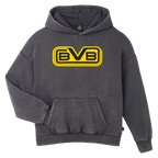 Gray BVB retro hoodie with a yellow BVB logo and a kangaroo pocket—comfortable and stylish for all Borussia Dortmund fans.