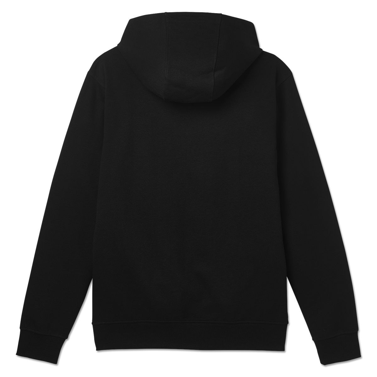 Vue de dos d'un sweat à capuche noir de la collection BVB, au design sobre et sportif.