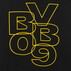 黑色多特蒙德（BVB）基础款连帽衫，正面印有黄色、风格化的BVB 09标志。