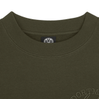 Felpa da donna con collo rotondo color verde oliva della collezione BVB, con stemma del Borussia Dortmund ricamato, ideale per i tifosi e per i look casual.