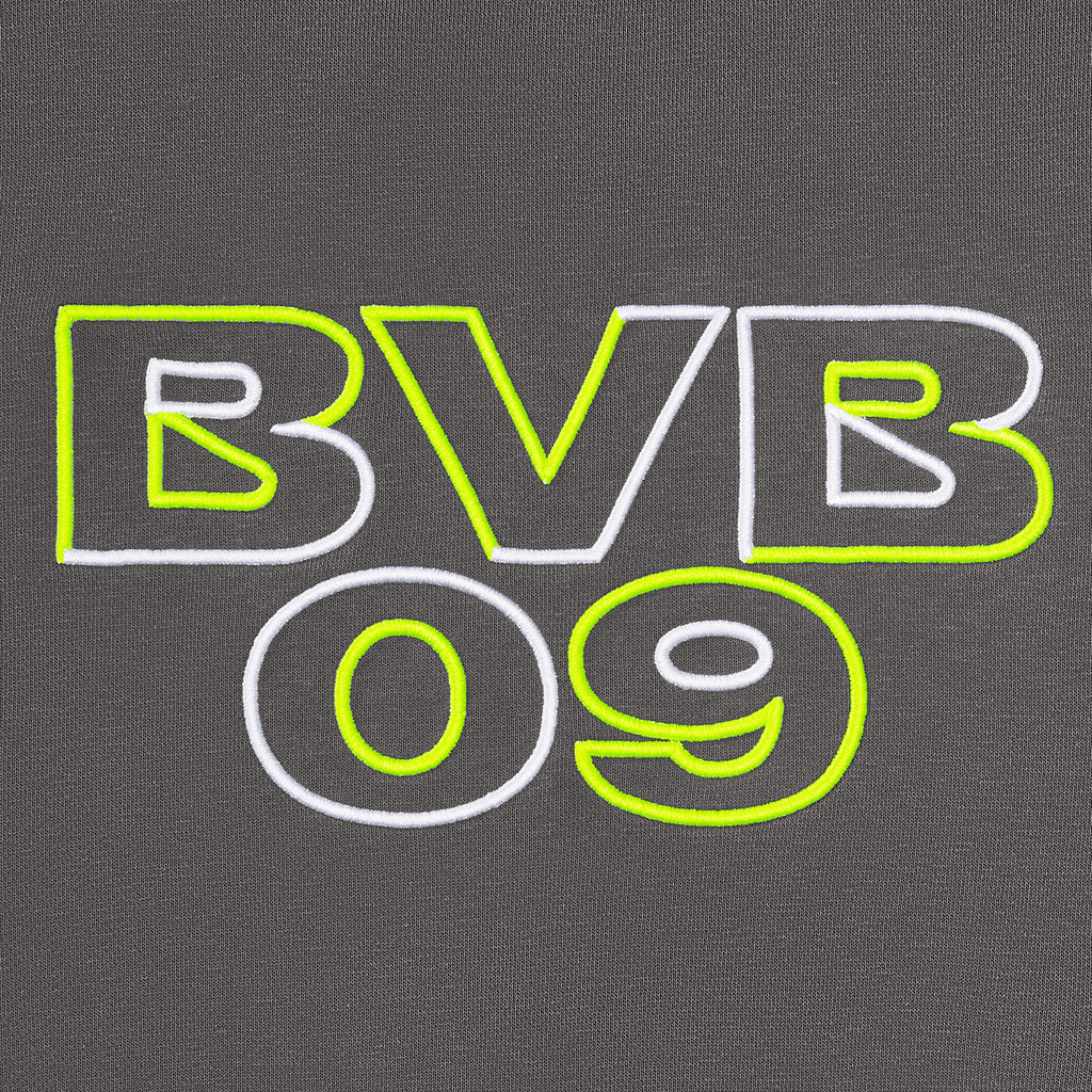 Maglione da donna del Borussia Dortmund con il logo BVB 09 in colori neon su tessuto grigio scuro