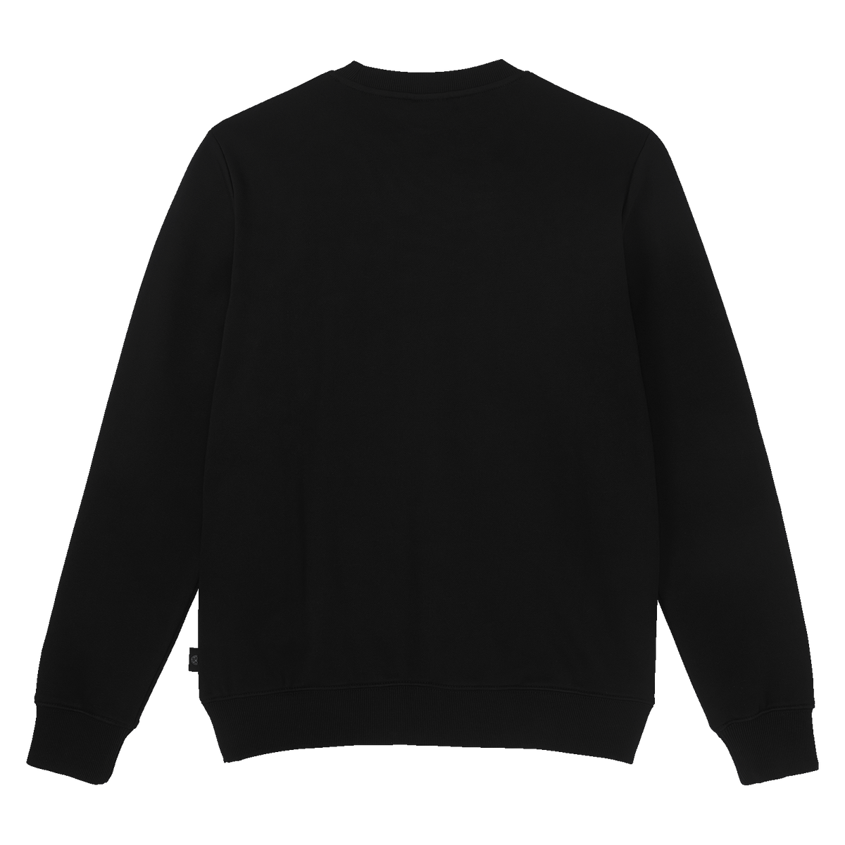 A simple rear view of a black BVB sweater, a Borussia Dortmund fan item.