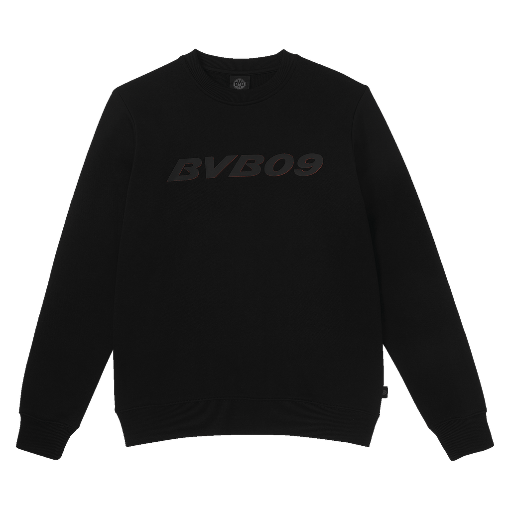 Black BVB sweater from the fan collection with a subtle BVB 09 logo on the front—perfect for any Borussia Dortmund fan.