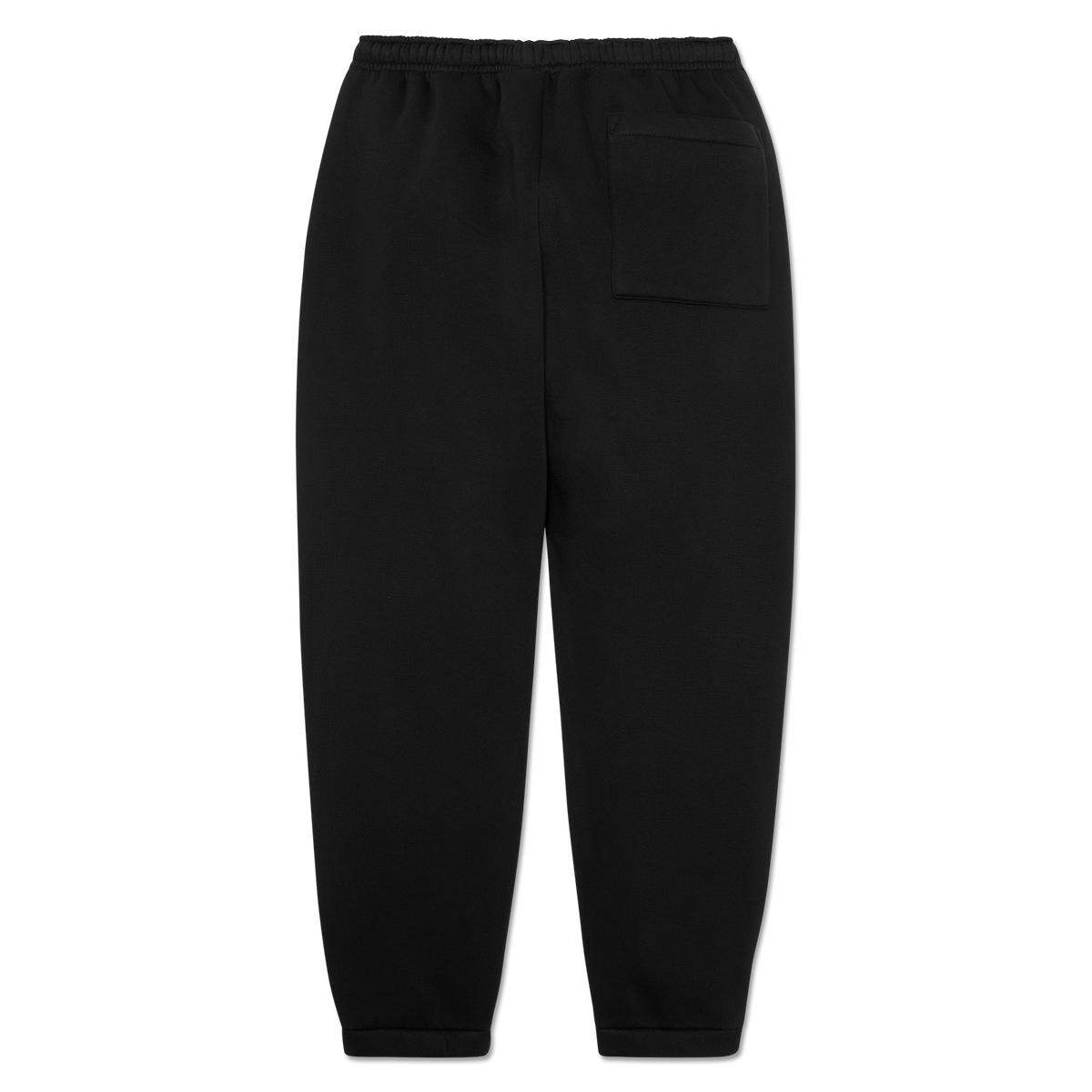 Schwarze BVB-Kinder-Sweatpants mit elastischem Bund und Seitentasche, Rückansicht.