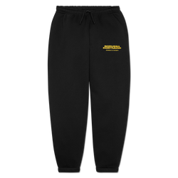 Black BVB sweatpants with a yellow Borussia Dortmund logo on the right side—perfect for fans.