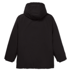 The black BVB hooded parka, rear view. Perfect for cold days and a must-have for every Borussia Dortmund fan.