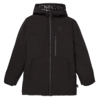 Black BVB parka with a hood, minimalist details, and the BVB logo on the chest—perfect for cool days and soccer fans.