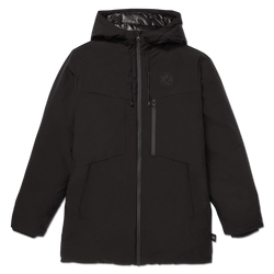 Parka noire du BVB à capuche, aux détails minimalistes et arborant le logo du BVB sur la poitrine, idéale pour les journées fraîches et les fans de football.