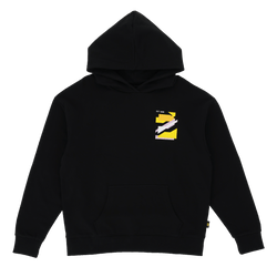 Schwarzer Damen-Hoodie von BVB mit Kapuze und Logo-Print in schwarzgelb und rosa, Aufschrift 'EST. 1909', ideal für Fans von Borussia Dortmund.