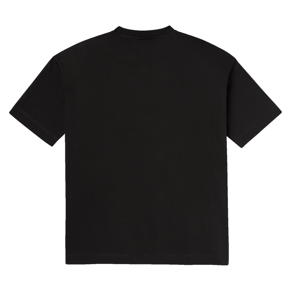 Una semplice maglietta nera del BVB Rainbow dal look minimalista, vista da dietro.