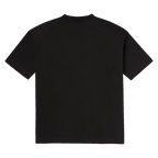 Un t-shirt noir sobre du BVB Rainbow au style minimaliste, vu de dos.