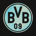 T-shirt noir du BVB orné d'un logo arc-en-ciel coloré et de l'inscription « BVB 09 », idéal pour les supporters du Borussia Dortmund.