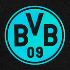 Camiseta negra del BVB con un gran logotipo brillante del BVB 09 en colores del arcoíris en la parte delantera.