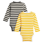 Ensemble BVB pour bébés, composé d'un haut à rayures noires et jaunes et d'un autre à rayures blanches et noires, à manches longues.
