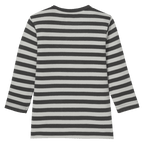 Rückansicht eines Langarmshirts mit schwarz-weißem Streifenmuster für Babys und Kleinkinder, Teil des BVB-Merchandise.