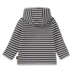 Schwarz-weiß gestreifte BVB-French-Terry-Jacke für Baby-Kleinkinder mit Kapuze, ideal für kleine Fans.