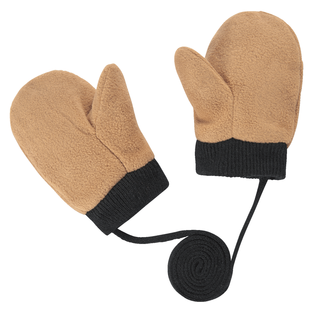 Fäustlinge für Kleinkinder in beige mit schwarzen Bündchen, offiziellem BVB-Design, warm und bequem, perfekt für Winterausflüge.
