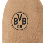 Warme BVB Fäustlinge für Kleinkinder aus braunem Material, verziert mit dem ikonischen BVB 09 Logo, ideal für kalte Tage.