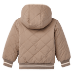 Giacca invernale beige del BVB per neonati e bambini piccoli, con motivo trapuntato, polsini elasticizzati e cappuccio, vista posteriore.