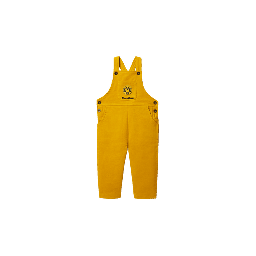 Salopette en velours côtelé jaune pour bébés et jeunes enfants, avec le logo du BVB et l'inscription « MiniFan », un article idéal pour les fans.