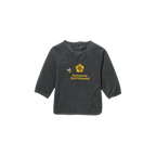 Babero para bebé en negro y amarillo con el logotipo del BVB y una abeja bordada, ideal para los pequeños aficionados del Borussia Dortmund.