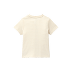 Cremefarbenes BVB T-Shirt für Baby und Kleinkinder mit feinem Streifenmuster und kurzen Ärmeln in Vorderansicht.