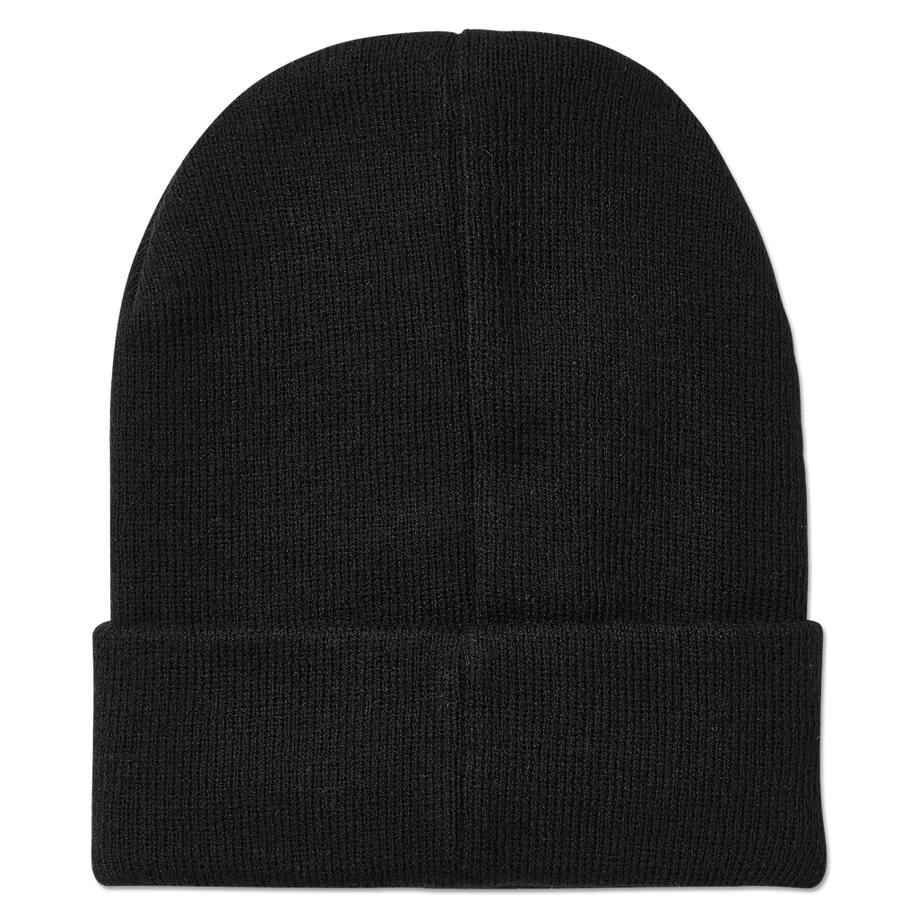 Gorro negro tipo «beanie» con un diseño minimalista y el logotipo del BVB, ideal como elegante complemento para los aficionados.