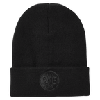 Gorro negro tipo «beanie» del Borussia Dortmund con un discreto logotipo «BVB 09» bordado, ideal para los aficionados.