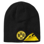 Berretto reversibile con logo del BVB nei colori nero e giallo per bambini, con l'emblema BVB-09 sul davanti.