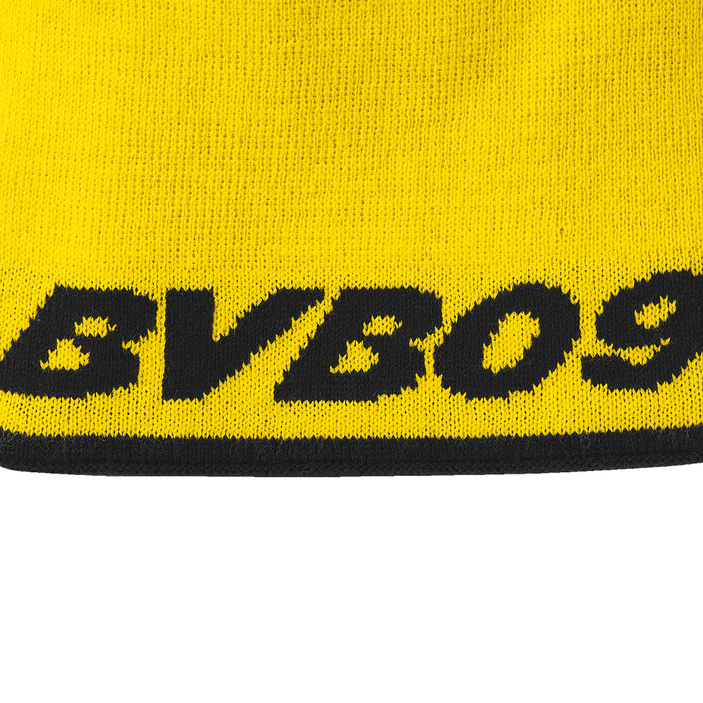 Berretto reversibile nero e giallo del BVB per bambini con il logo BVB 09, ideale per i tifosi del Borussia Dortmund.