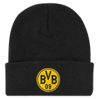 Berretto nero del BVB per bambini con logo giallo del BVB ricamato sul davanti, ideale per i tifosi del Borussia Dortmund.