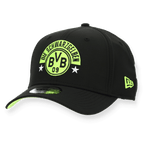 Black BVB cap by New Era in a retro design, featuring a green BVB logo, stars, and the inscription "DIE SCHWARZGELBEN" on the front.