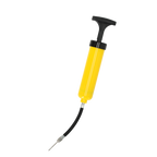 Pompe à ballon BVB noire et jaune, avec tuyau flexible et aiguille, idéale pour gonfler les ballons. L'accessoire parfait pour les fans de football.