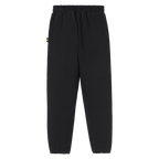Vista posteriore di un paio di pantaloni da ginnastica neri per bambini del BVB con elastico in vita. Perfetti per i giovani tifosi del Borussia Dortmund, della collezione BVB 2025.
