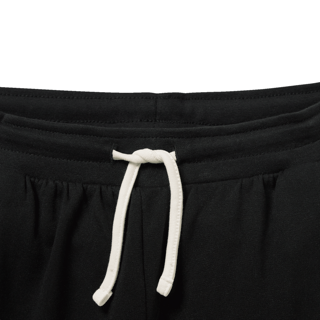 Pantalon de survêtement noir BVB à blocs de couleur pour enfants, avec cordons blancs, coupe confortable et style sportif.