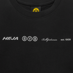 Black, oversized BVB long-sleeve shirt for kids featuring "Heja BVB" and "Ballspielverein 1909" lettering. Perfect for young Borussia Dortmund fans.
